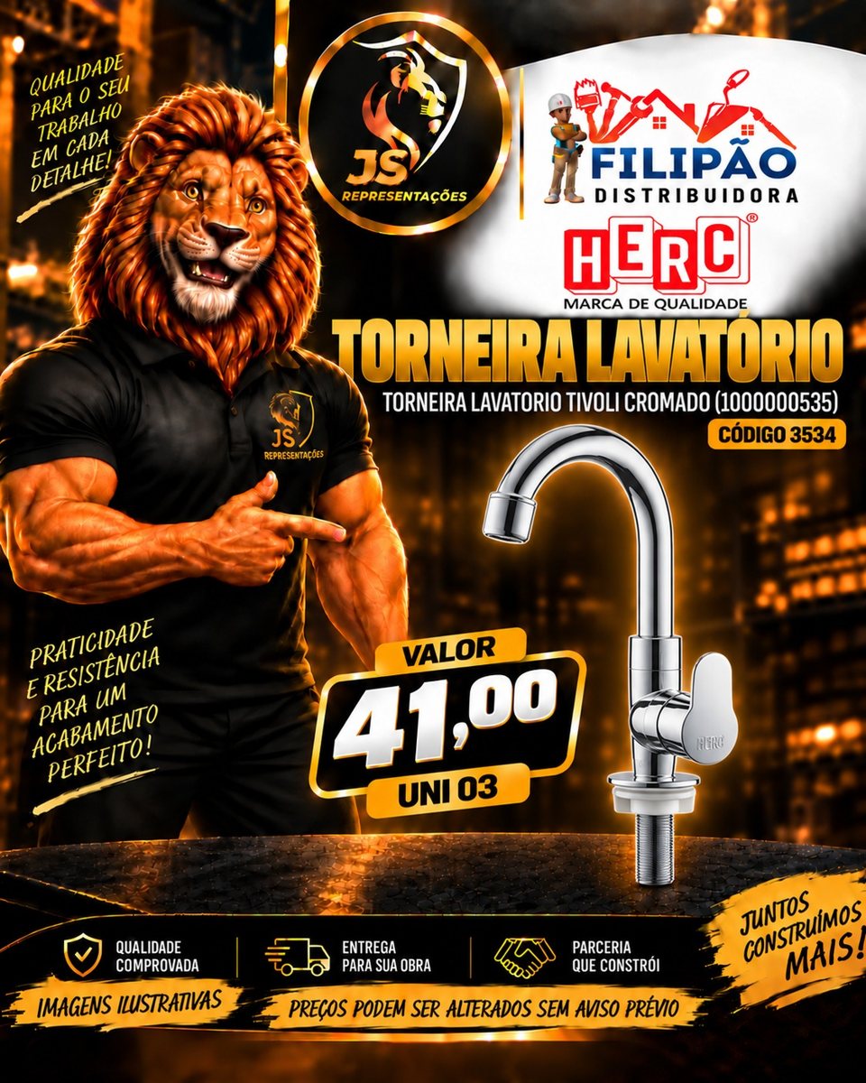 Torneira lavatório Herc por R$ 41,00